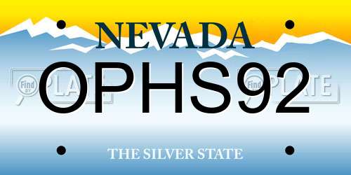 OPHS92 Nevada License Plate