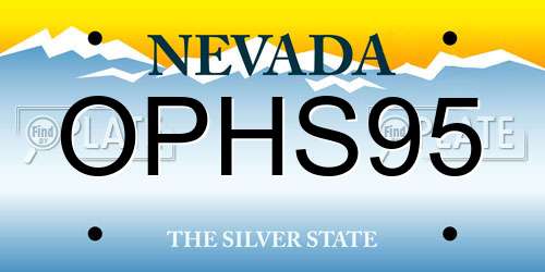 OPHS95 Nevada License Plate