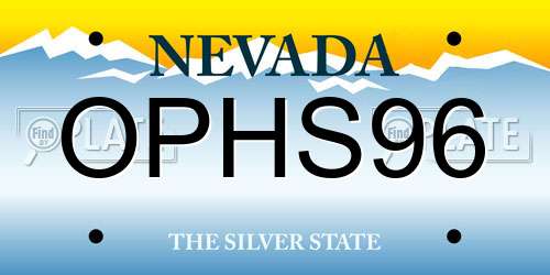 OPHS96 Nevada License Plate