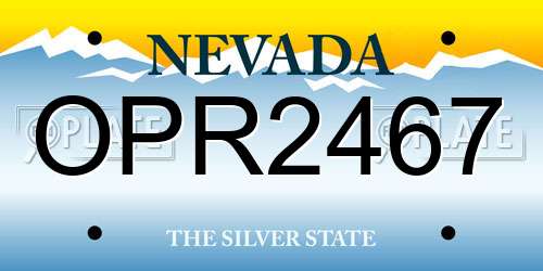 OPR2467 Nevada License Plate