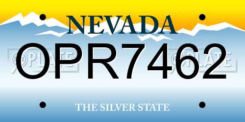 OPR7462 Nevada License Plate