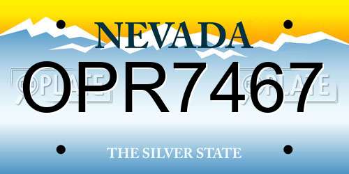 OPR7467 Nevada License Plate