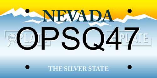 OPSQ47 Nevada License Plate