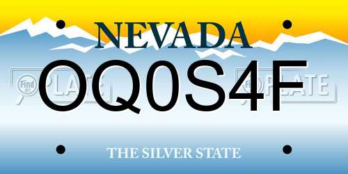 OQ0S4F Nevada License Plate