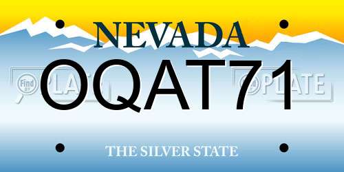 OQAT71 Nevada License Plate