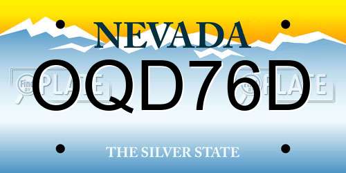 OQD76D Nevada License Plate