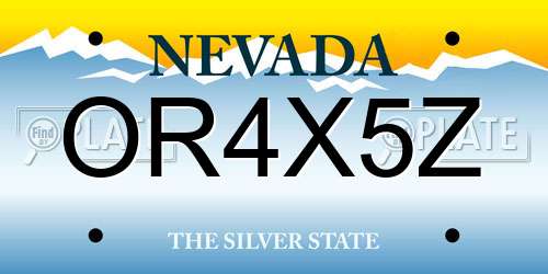 OR4X5Z Nevada License Plate