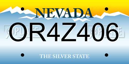 OR4Z406 Nevada License Plate