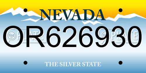 OR626930 Nevada License Plate