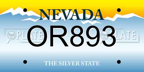 OR893 Nevada License Plate
