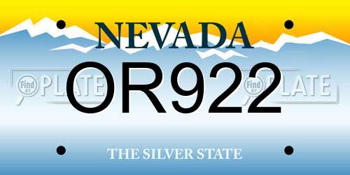 OR922 Nevada License Plate