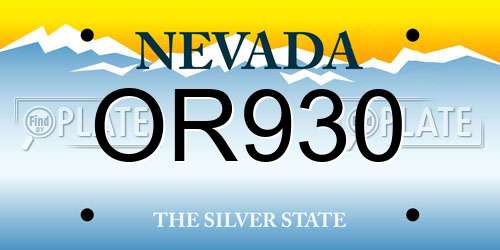 OR930 Nevada License Plate