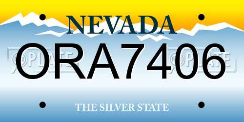 ORA7406 Nevada License Plate