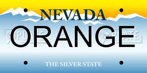 ORANGE Nevada License Plate
