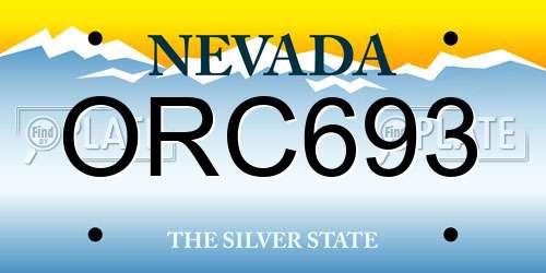 ORC693 Nevada License Plate