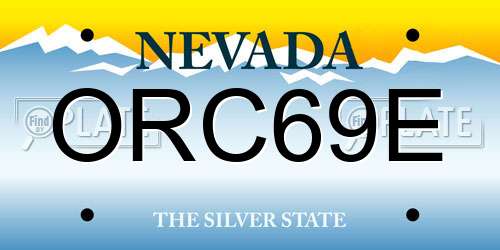 ORC69E Nevada License Plate