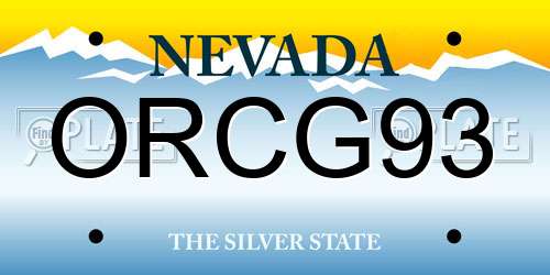 ORCG93 Nevada License Plate