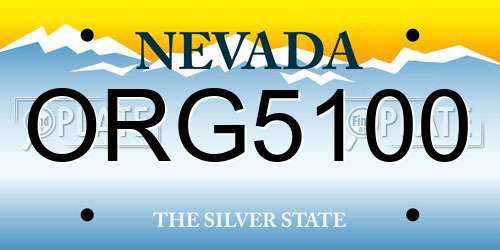 ORG5100 Nevada License Plate