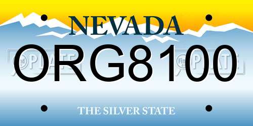 ORG8100 Nevada License Plate