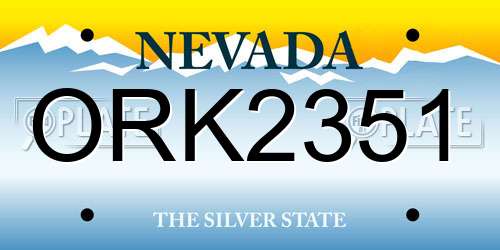 ORK2351 Nevada License Plate