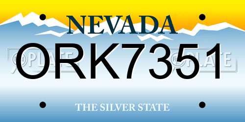 ORK7351 Nevada License Plate