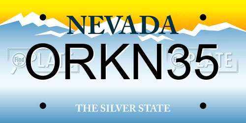 ORKN35 Nevada License Plate