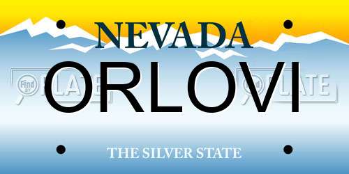 ORLOVI Nevada License Plate