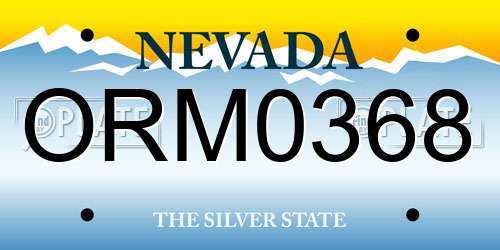 ORM0368 Nevada License Plate