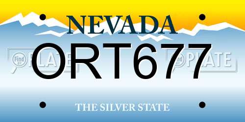 ORT677 Nevada License Plate