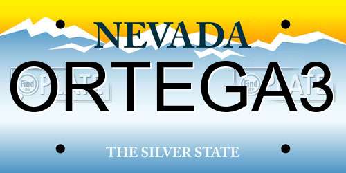 ORTEGA3 Nevada License Plate
