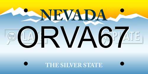 ORVA67 Nevada License Plate