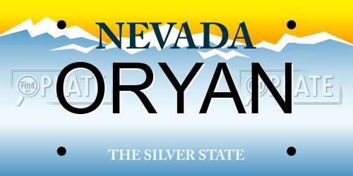 ORYAN Nevada License Plate