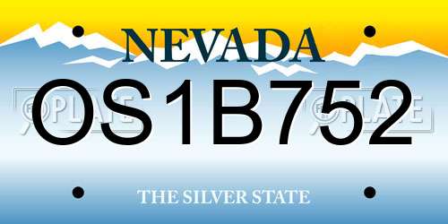OS1B752 Nevada License Plate