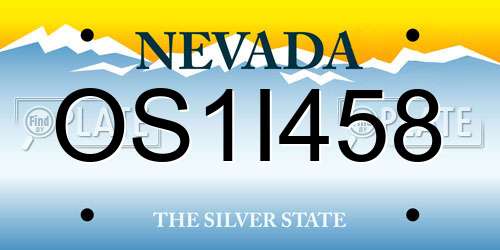 OS1I458 Nevada License Plate