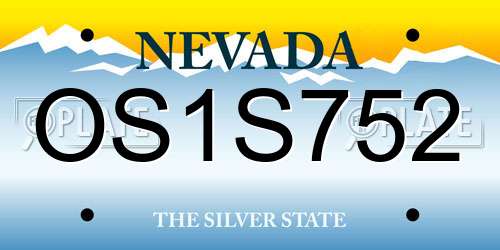 OS1S752 Nevada License Plate