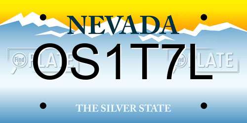 OS1T7L Nevada License Plate