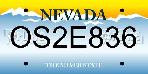 OS2E836 Nevada License Plate