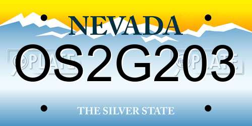 OS2G203 Nevada License Plate