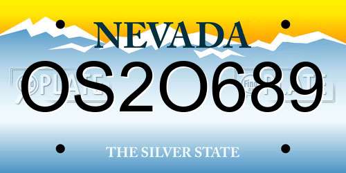 OS2O689 Nevada License Plate