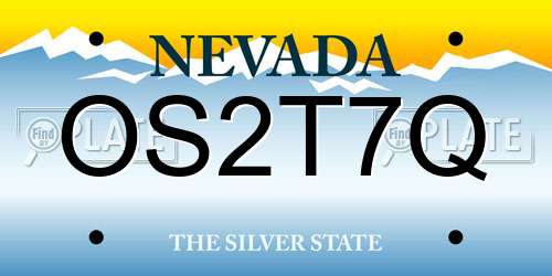 OS2T7Q Nevada License Plate