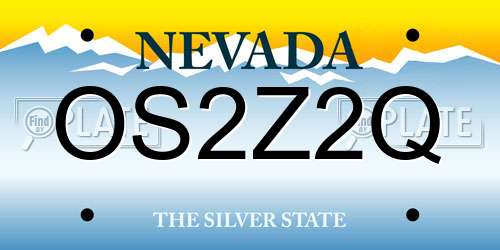 OS2Z2Q Nevada License Plate
