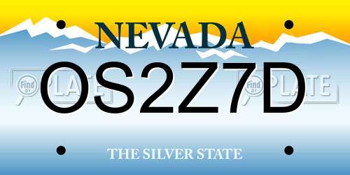 OS2Z7D Nevada License Plate