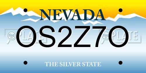 OS2Z7O Nevada License Plate
