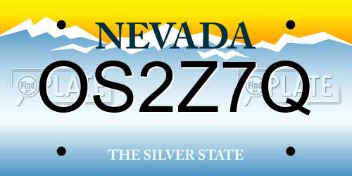 OS2Z7Q Nevada License Plate