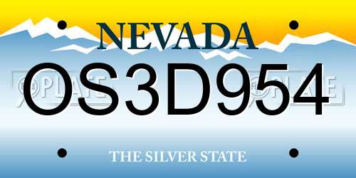 OS3D954 Nevada License Plate