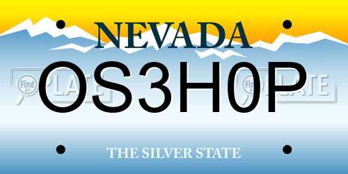 OS3H0P Nevada License Plate