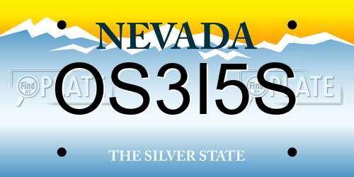 OS3I5S Nevada License Plate