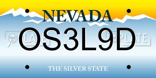 OS3L9D Nevada License Plate