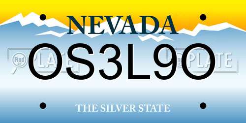 OS3L9O Nevada License Plate