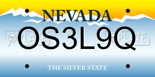 OS3L9Q Nevada License Plate